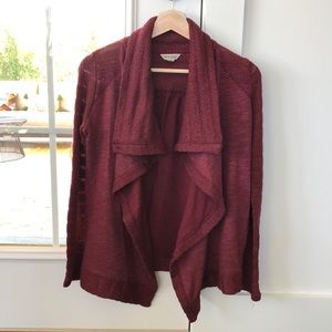 Lucky brand XS maroon open sweater/sweatshirt